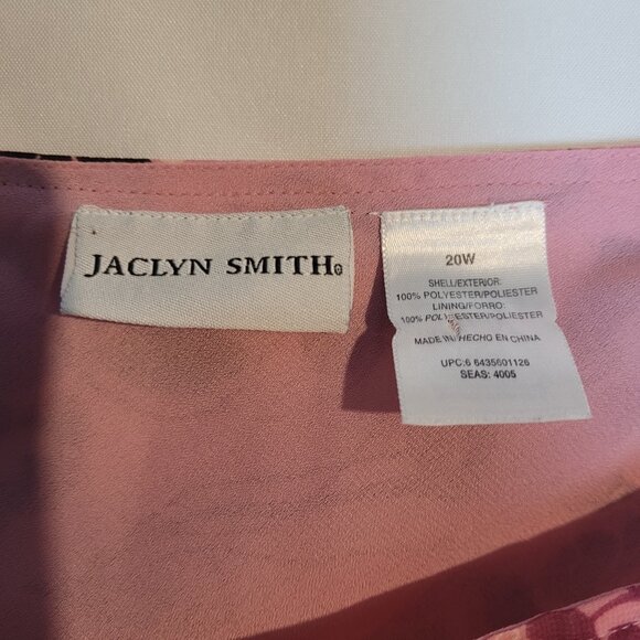 Jaclyn Smith Woman Skirt 20W Sheer Lined Geometric Pink/Black - Picture 2 of 3